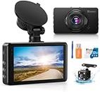 Dash Cam Dash Camera for Cars, Dash Cam Front and Rear Camera with 32G Card, Car Dashcam 1080P Dashboard Camera with Super Night Vision G-Sensor,WDR,Parking Monitor,Loop Recording【2024 Upgraded】
