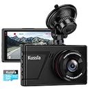 Kussla Dash Cam Front - Dashcam 1080P FHD Dash Camera with 64GB Card 3”IPS LCD Screen Small Car Camera Dash Cam WDR Night Vision 170° Wide Angle G-sensor Motion Detection