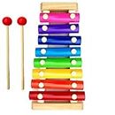 Humming Bird Toys Wooden Xylophone Toys for Kids, Musical Toy Piano Sound Instrument for Children with 8 Note & 2 Mallet Multicolour