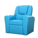 Keezi Kids Recliner Chair, PU Leather Sofa Couch Armchair Loungefly Outdoor Lounge Chairs Home Bedroom Living Room Playroom Children Furniture, Thick Foam Padding Adjustable Precise Recline Blue