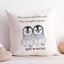 The Purple Tree Valentine's Day Gift Customized Name Pillow (Pack of 1, 16x16 Inches) Personalised Couple Name Pillow, Gift for Girlfriend Boyfriend, Best Gift for Couple, You are My penguine Cushion