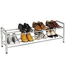 FANHAO 2-Tier Shoe Rack, 100% Stainless Steel Shoe Storage Organizer, Stackable 8-Pair Storage Shelf for Bedroom, Closet, Entryway, Dorm Room, 10.3" W x 31.5" D x13.2 H (Silver)
