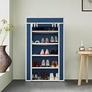 Greeno Shoe Rack Stand for Home Multipurpose Storage Organizer Lightweight with PVC Hard Pipes Dust Proof Cover (5-Blue-012)