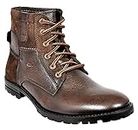 Allen Cooper Genuine Premium Leather Luxury Memory Foam High-Top Ankle Boots Shoes For Men(822|Brown|Size-10)