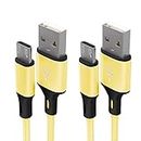 Micro USB Cable [2Pack/ 1m+2m] Android Charger Fast USB Charging Nylon Braided Cable Compatible for Samsung Galaxy S7/ S6 edge/ S5/ J3/ J4/ J5/ J7/ A10, Huawei, Sony, Nexus, Nokia, PS4 etc- Gold