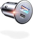 AINOPE USB Car Charger Adapter, 67.5W Lighter Usb Charger [All Titanium] 12v Usb Socket, Car Phone Charger Fast Charge PD45W & QC3.0 Fit iPhone 15 14 Pro Max, Samsung S23/22, iPad, Xiaomi 13, Huawei