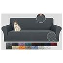 JIVINER Stretch Pet Couch Covers 3 Seater Sofa Covers 1-Piece Jacquard Sofa Slip Covers 3 Seats Washable Thick Couch Covers Furniture Protector with Elastic Bands (Sofa, Dark Gray)