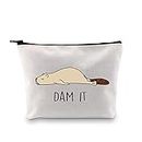 Funny Beaver Cosmetic Bag Beaver Lover Gift Rodent Beaver Dam It Makeup Pouch Bag (Dam It)