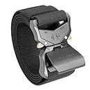JUKMO Tactical Belt, Military Hiking Rigger 1.5 inches Nylon Web Work Belt with Heavy Duty Quick Release Buckle (Black, Medium)