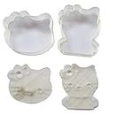OHM Cute Cat Hello Kitty & Face Pull Press Cookie Cutter Cake Fondant Tool Drawing Stencils Painting Stencils