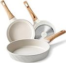 YIIFEEO Non-stick Frying Pans Nonstick Frying Pan Set Egg Omelette Pans for Cooking Set, Healthy Granite Skillet Set Kitchen Induction Cookware Chef's Pan Christmas Gift, 8", 9.5" &11"