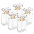 Refillable Perfume Bottle, 5Pack 17ml Transparent Glass Spray Bottles, Clear Empty Cologne Atomizer for Perfume Essential oil, Portable Fragrance dispenser Containers for Travel and Date (Gold)