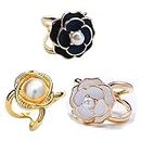 ZANLION 3 Pcs Women Elegant Pearl Floral Scarf Ring Clip Multi Functional Fashion Silk Scarf Buckle Silk Scarf Brooches Jewelry Accessories Buckle Shawl Ring Clip (28mm)