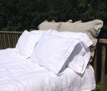 3 PC 100% Pure French Flax Linen Duvert Cover Set in White