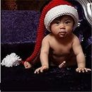 Zhangl Vêtements et accessoires de photographie pour enfant Vêtement bébé Photo Laine Couverture longue queue de bébé Cent jours Modelage Chapeau de Noël Vêtements et accessoires, Rouge