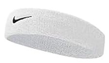 Nike Swoosh Headband, Mens, N.NN.07.101.OS, White/Black, One Size