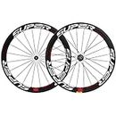 Superteam 50mm Clincher Wheelset 700c 23mm Width Cycling Racing Road Carbon Wheel Decal (White and Red Decal)