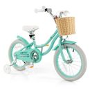 Costway 16-Inch Kids Bike with Training Wheels and Adjustable Handlebar Seat-Green