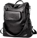 Comfabie PU Leather Backpack Purse for Women, Large Fashion Convertible Anti-theft backpack, Travel Backpack Purses everyday backpack Designer Ladies Large travel backpack Shoulder bag (Black)