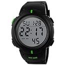 Digital Watch, Mens Digital Watch with LED Backlight,5ATM Waterproof Outdoor Sports Watch with Light/Alarm/Date/Shockproof/Chronograph, PU Strap,Black