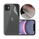 Case Creation Back Screen Guard Slim Fit 3M Clear Transparent 3D Carbon Fiber Back Skin Rear Screen Protector Sticker Protective Film Wrap Not Glass for Apple iPhone 11 (Carbonn)
