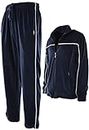Mens Velour Tracksuit with Zippered Pockets (204-Navy, 4X-Large)