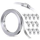 Steelsoft 304 Stainless Steel Hose Clamps Assortment Rack, Large Adjustable Worm Drive Hose Clamp Band Duct Pipe Clamp, Metal Strapping, Automotive Muffler Exhaust Wrap,12FT Metal Straps+10 Fasteners