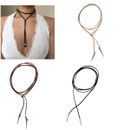 Retro Women Jewelry Gothic Black Velvet Choker Necklace Long Chain Leaf Pendant