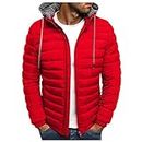 LCMTWX Men's Winter Jacket Windproof Coats Leisure Plus Size Hat Zip Pocket Cotton-padded Warm Soft Hooded Jacket Coat, Red-i, 3X-Large