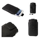 DFV mobile - Leather Pouch Case Pocket Sleeve Bag & Outer Bag & Buckle for Nokia Lumia 1520 (Nokia Beastie) - Black