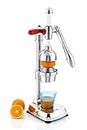 7H Hand Press Juicer Machine Heavy Duty Citrus Manual Juicer & Orange Squeezer for Fruits & Vegetables - Silver (Double Polish)