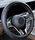 Magnelex Microfiber Leather Steering Wheel Cover – Black. Heat Resistant Anti-Slip Car Wheel Wrap - Compatible with Most Makes and Models of Cars and Trucks with 14.5 to 15 Inch Steering Wheels