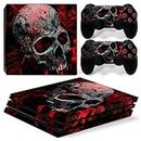 Gam3Gear Vinyl Decal Protective Skin Cover Sticker for PS4 Pro Console & Controller (NOT for PS4 / PS4 Slim) - Red Skull