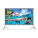 Vamvo Projector Screen Outdoor, Portable Projector Screen with Stand 120 inch Foldable Projector Screen 16:9 4K, 10 Feet Indoor Movie Screen with Carrying Bag for Home Theater Backyard Movie Night