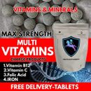 MULTI VITAMIN 365 Tablets I FOLIC Acid B7 200mcg Iron Vitamin B12  C Supplement
