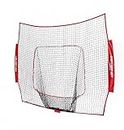 PowerNet Team Color Nets Baseball and Softball 7x7 Bow Style (NET ONLY) Replacement | Team Colors | Heavy Duty Knotless | Durable PU Coated Polyester | Double Stitched Seams for Extra Strength, Q001-RNet, Red