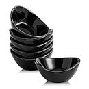 Swuut Ceramic Dipping Bowls Set of 6,1.5 Oz White Dip Pinch Bowl,Soy Sauce Dishes,Mini Bowls for Charcuterie Board Sushi,Tomato Sauce,BBQ and Party Supplies(Black)