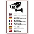 'Plaque "Attention Surveillance vidéo en plusieurs langues en aluminium/Dibond 200 x 300 mm – 3 mm d'épaisseur