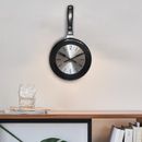 Reloj de pared de cocina sartén para freír hogar cocina temática decoración adorno negro