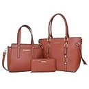 Montana West Purses and Handbags for Women 3PCS Tote Purse and Wallet Set, A-brown, Large