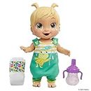 Baby Alive Baby Gotta Bounce Doll, Frog Outfit, Bounces with 25+ SFX and Giggles, Drinks and Wets, Blonde Hair Toy for Children Aged 3 and Up