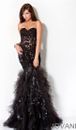 🖤🖤 Jovani Black Corset Mermaid Prom Dress Silver Sequins size 2~