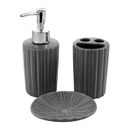 Gray Stripe 3pc Bath Ceramic Solution Set Toothbrush Holder Dispenser Soap Dish