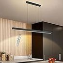 LED Pendant lamp Dimmable Dining Table/Kitchen Island Hanging Light with Remote Control,Adjustable Hanging Height Dining Room Chandelier lamp,Creative Linear Design,for living room (Nero, 100CM/40W)