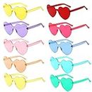 YOMAIDO Party Glasses 10 Pack, Rimless Heart Shaped| Retro Round Sunglasses, Multipack Eyewear for Party Fancy Dress Costume, Love Heart| Funky Glasses for Men Women Boys Girls Adults & Kids
