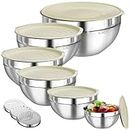 Winproper Mixing Bowls with Lids Set, 6 PCS Stainless Steel Mixing Bowl with 3 Grater Attachments, Kitchen Food Storage Organizers Nesting Mixing Bowl, Large Size 4.5, 3.5, 2.1, 1.5, 1.1, 0.7QT