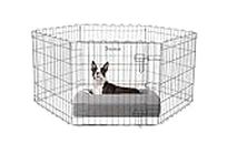 BohoBark Foldable Metal Pet Exercise and Playpen with Door, Suitable for Small Medium and Large Dogs (24 inch)