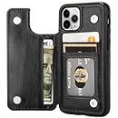 Aoksow iPhone 11 Pro Max Case, PU Leather Kickstand Shockproof Card Holder Wallet Cover Case for iPhone 11 Pro Max 6.5 Inch (Black)