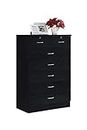HODEDAH 7 Drawer Wood Dresser for Bedroom, 31.5 inch Wide Chest of Drawers, with 2 Locks on the Top Drawers, Storage Organization Unit for Clothing, Black