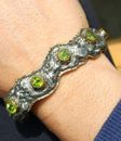 Sterling Manschette Armband grün Peridot Edelsteine rustikal handgefertigter Schmuck #410